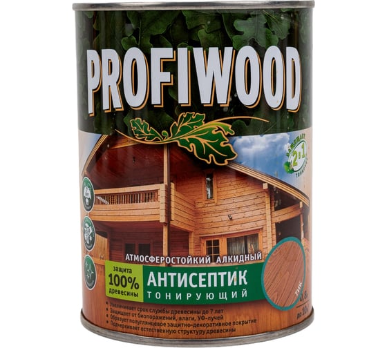 Алкидный антисептик PROFIWOOD (тонирующий; атмосферостойкий; тик; 0.8 л; 0.7 кг) 3912