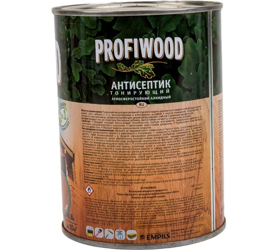Алкидный антисептик PROFIWOOD (тонирующий; атмосферостойкий; тик; 0.8 л; 0.7 кг) 3912