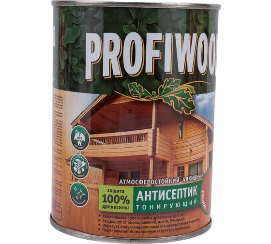 Алкидный антисептик PROFIWOOD (тонирующий; атмосферостойкий; рябина; 0.8 л; 0.7 кг) 67057