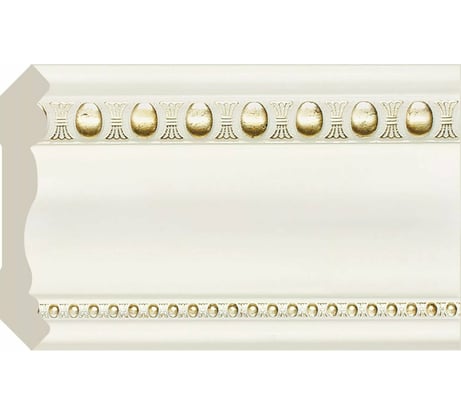 Карниз Cosca Decor интерьерный багет, 60 мм, белый с золотом СПБ023875