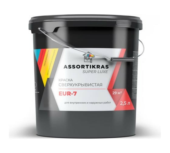 Акриловая краска ASSORTIKRAS Super Luxe EUR-7 сверхукрывистая, 2.5 л ASCSL-EUR-2,5