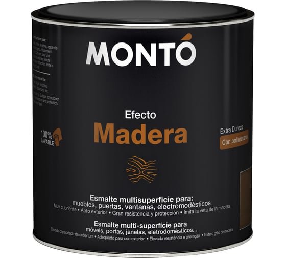 Эмаль сатиновая с имитацией дерева MONTO ESMALTE EFECTO MADERA IROKO ироко, 0,5л 501970.IM04.500