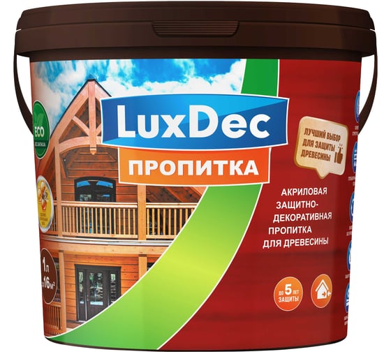 Защитная декоративная пропитка LuxDec светлый дуб 1л, 14560