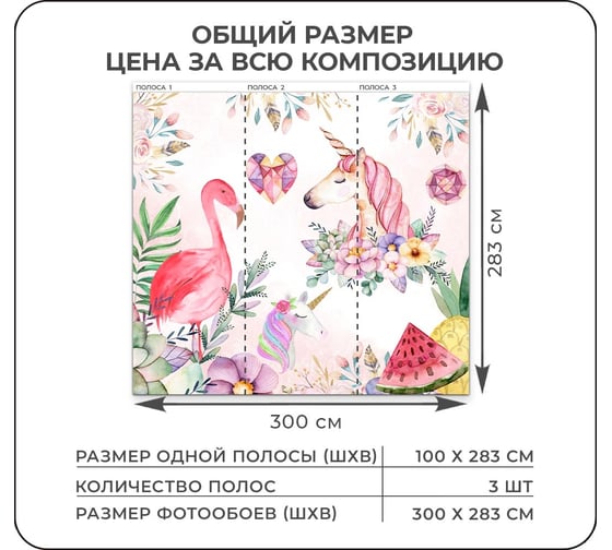 Флизелиновые фотообои Verol Фламинго и единорог встык 7-ФФО_ 03232