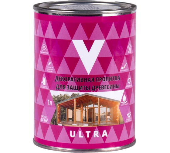 Декоративная пропитка для дерева V Ultra, шелковистая полуматовая, 0,8 л, венге 279280