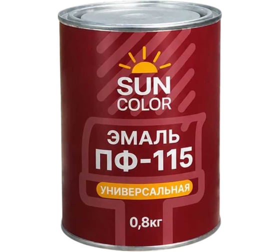 Эмаль универсальная глянцевая Sun Color ПФ 115 глянцевая цвет: черный 0,8 кг 18508