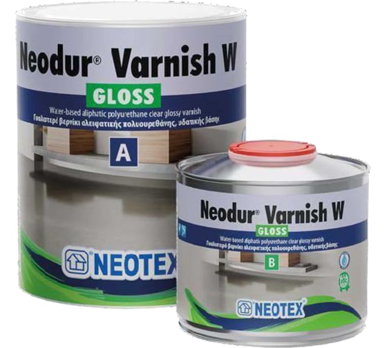 Двухкомпонентный полиуретановый глянцевый лак на водной основе NEOTEX NEODUR VARNISH W GLOSS A+B 0,8кг 12740100