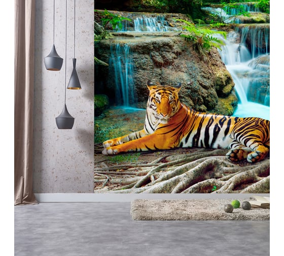 Обои Антимаркер Milan Тигр у водопада, 300x270 см M 3160