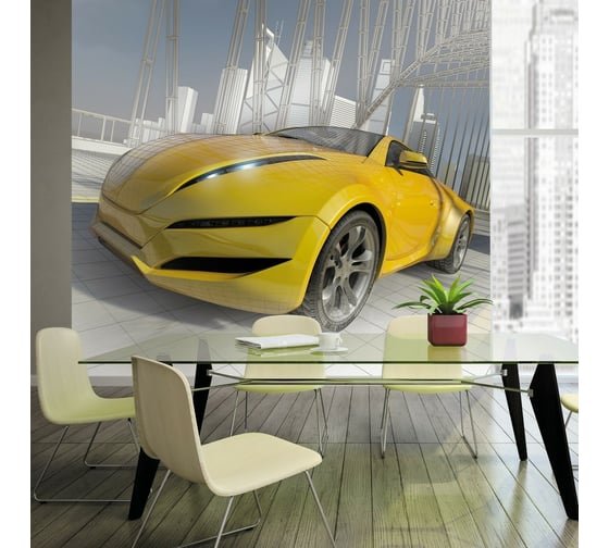 Обои Антимаркер Milan Скорость желтая машина, 300x270 см M 321