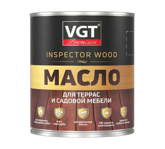Масло для террас и садовой мебели VGT дуб темно-серый (1,8кг) 40660