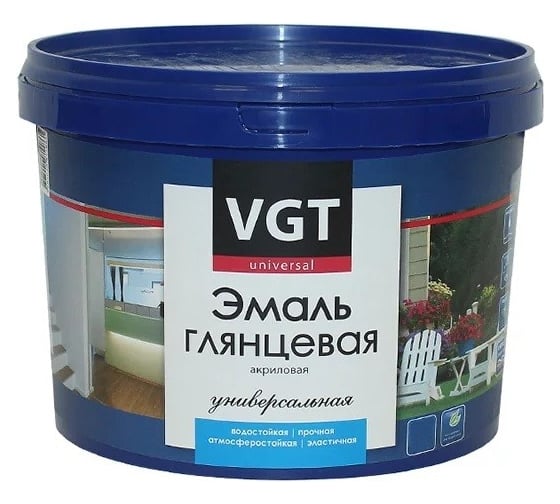 Эмаль универсальная VGT ВД-АК-1179, глянцевая, черный RAL 9005 (10кг) 31658