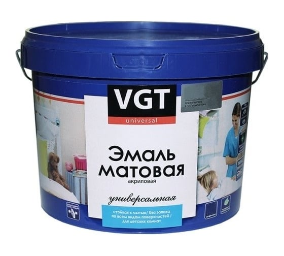 Эмаль универсальная VGT ВД-АК-1179, матовая, ванильный RAL 9001 (10кг)_ 31613