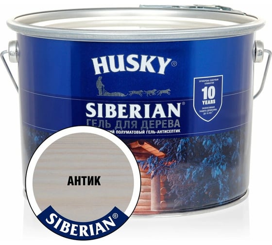 Гель-антисептик для дерева HUSKY SIBERIAN полуматовый антик 9 л 25296