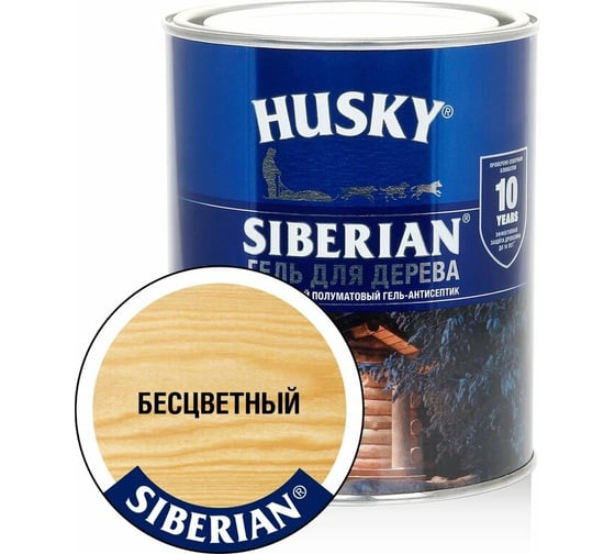 Гель-антисептик для дерева HUSKY SIBERIAN полуматовый бесцветный 0,9 л 25274