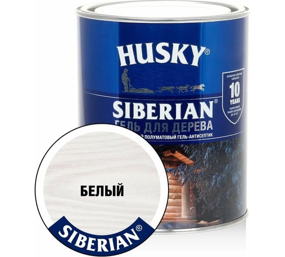 Гель-антисептик для дерева HUSKY SIBERIAN полуматовый белый 0,9 л 25273