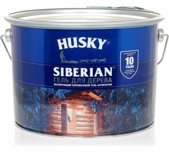 Гель-антисептик для дерева HUSKY SIBERIAN полуматовый белый 9 л 25297
