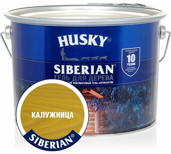 Гель-антисептик для дерева HUSKY SIBERIAN полуматовый калужница 9 л 25306
