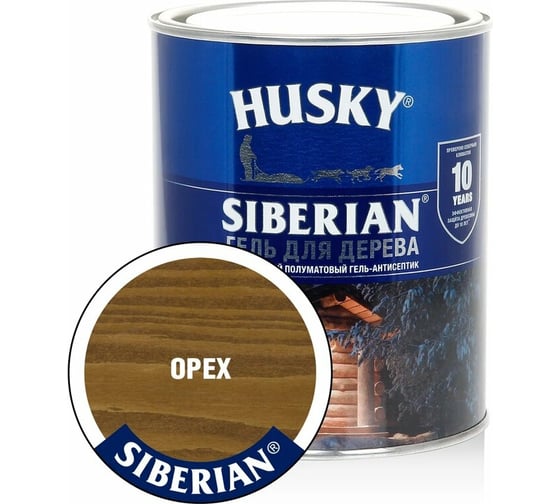 Гель-антисептик для дерева HUSKY SIBERIAN полуматовый орех 0,9 л 25279