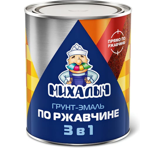 Грунт-эмаль по ржавчине 3 в 1 Михалыч чёрная 25 кг X108214414