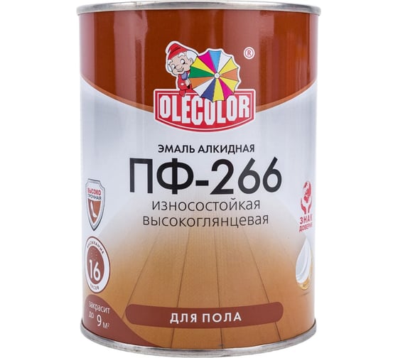 Эмаль для пола OLECOLOR ПФ-266 графит (20.0кг) 4300018083