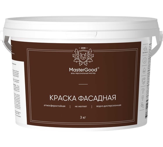 Краска фасадная акриловая MasterGood MG 3 кг МГ-КрФасадАкрил-3