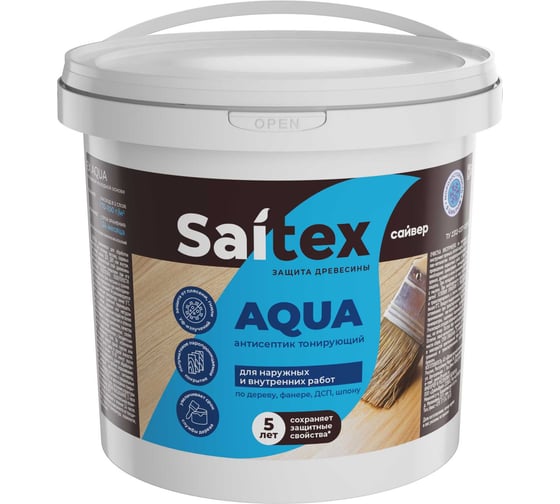 Пропитка для дерева декоративная Сайвер Saitex Aqua, цвет орегон, 1 л 4690681002576