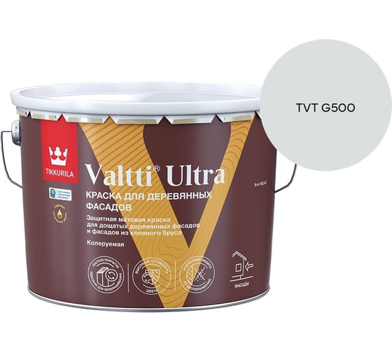Краска для деревянных фасадов Tikkurila VALTTI ULTRA A мат 9л 700014130_TVT G500