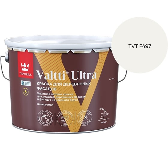 Краска для деревянных фасадов Tikkurila VALTTI ULTRA A мат 9л 700014130_TVT F497