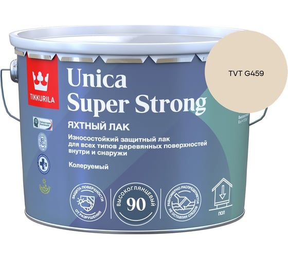Лак универсальный Tikkurila UNICA SUPER STRONG EP высокоглянцевый 9л 700014010_TVT G459