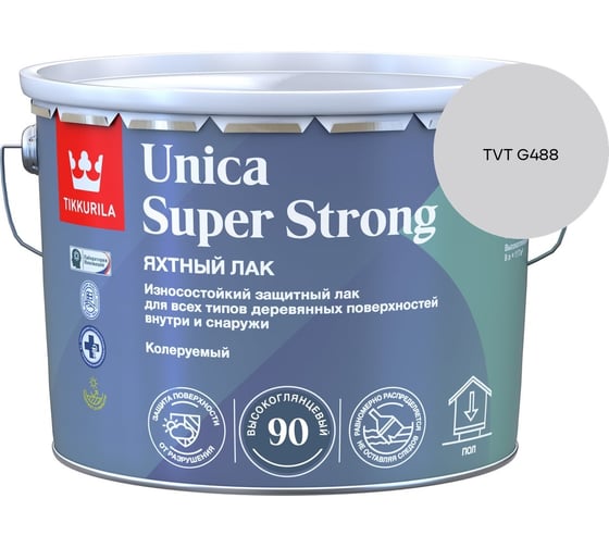 Лак универсальный Tikkurila UNICA SUPER STRONG EP высокоглянцевый 9л 700014010_TVT G488