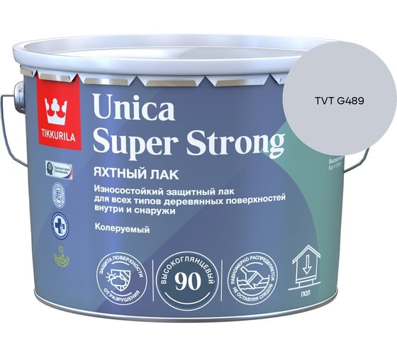 Лак универсальный Tikkurila UNICA SUPER STRONG EP высокоглянцевый 9л 700014010_TVT G489