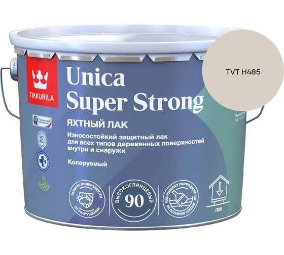 Лак универсальный Tikkurila UNICA SUPER STRONG EP высокоглянцевый 9л 700014010_TVT H485