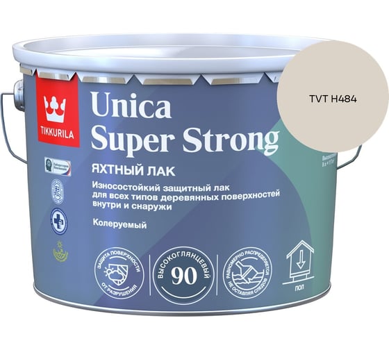 Лак универсальный Tikkurila UNICA SUPER STRONG EP высокоглянцевый 9л 700014010_TVT H484