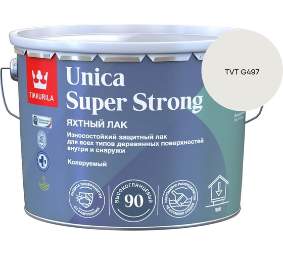 Лак универсальный Tikkurila UNICA SUPER STRONG EP высокоглянцевый 9л 700014010_TVT G497