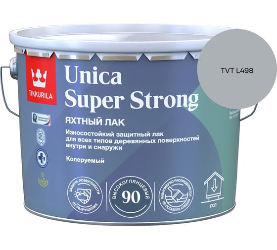 Лак универсальный Tikkurila UNICA SUPER STRONG EP высокоглянцевый 9л 700014010_TVT L498