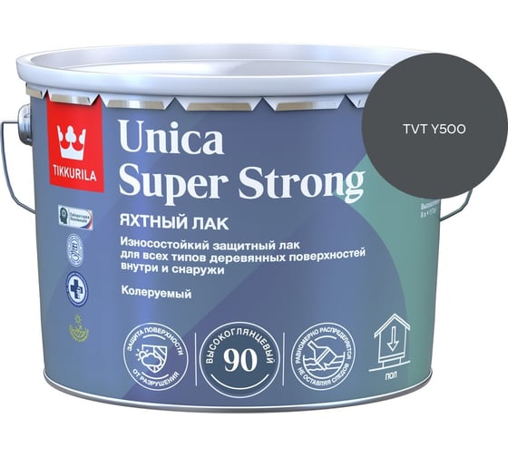 Лак универсальный Tikkurila UNICA SUPER STRONG EP высокоглянцевый 9л 700014010_TVT Y500
