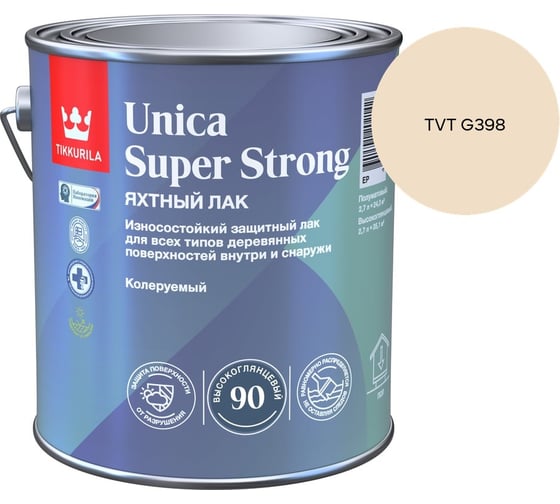 Лак универсальный Tikkurila UNICA SUPER STRONG EP высокоглянцевый 2,7л 700014009_TVT G398 1