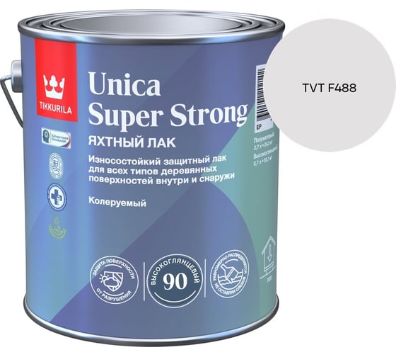 Лак универсальный Tikkurila UNICA SUPER STRONG EP высокоглянцевый 2,7л 700014009_TVT F488 1