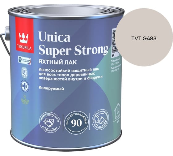 Лак универсальный Tikkurila UNICA SUPER STRONG EP высокоглянцевый 2,7л 700014009_TVT G483 1