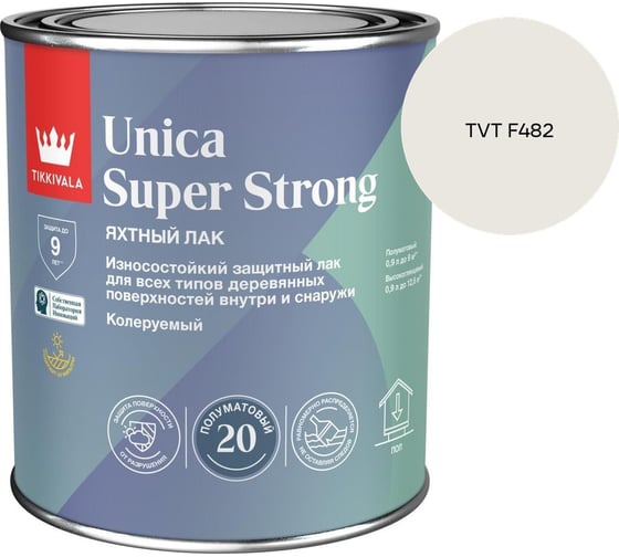 Лак универсальный Tikkurila UNICA SUPER STRONG EP полуматовый 0,9л 700014011_TVT F482