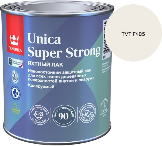 Лак универсальный Tikkurila UNICA SUPER STRONG EP высокоглянцевый 0,9л 700014008_TVT F485 1