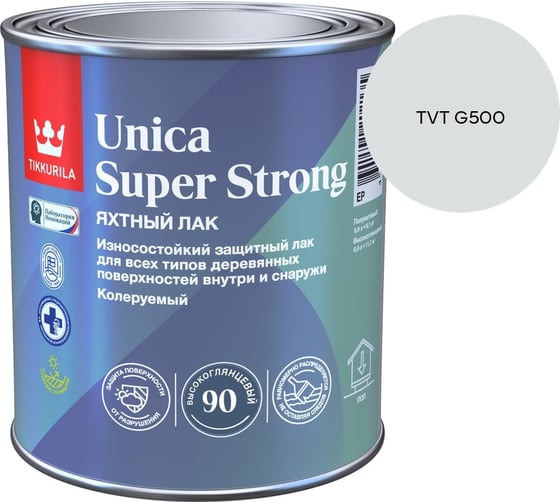 Лак универсальный Tikkurila UNICA SUPER STRONG EP высокоглянцевый 0,9л 700014008_TVT G500 1