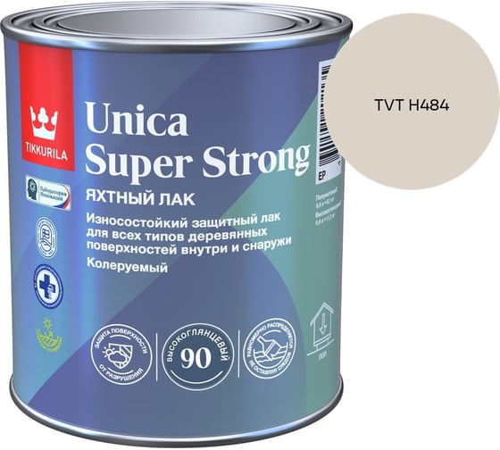 Лак универсальный Tikkurila UNICA SUPER STRONG EP высокоглянцевый 0,9л 700014008_TVT H484 1
