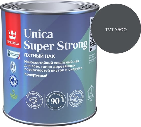 Лак универсальный Tikkurila UNICA SUPER STRONG EP высокоглянцевый 0,9л 700014008_TVT Y500 1