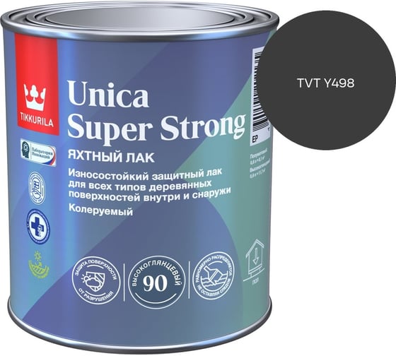 Лак универсальный Tikkurila UNICA SUPER STRONG EP высокоглянцевый 0,9л 700014008_TVT Y498 1