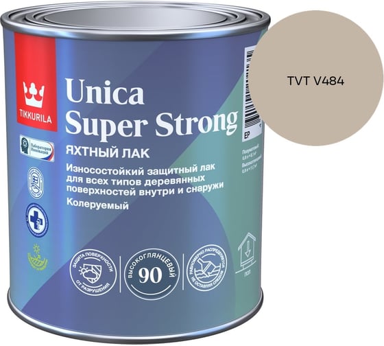 Лак универсальный Tikkurila UNICA SUPER STRONG EP высокоглянцевый 0,9л 700014008_TVT V484 1
