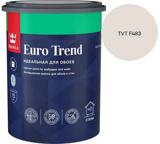 Краска для обоев и стен Tikkurila EURO TREND A мат 0,9л 700009616_TVT F483