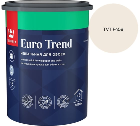 Краска для обоев и стен Tikkurila EURO TREND A мат 0,9л 700009616_TVT F458