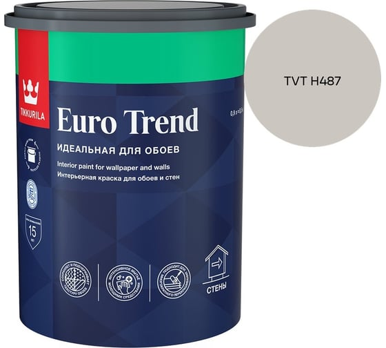 Краска для обоев и стен Tikkurila EURO TREND A мат 0,9л 700009616_TVT H487