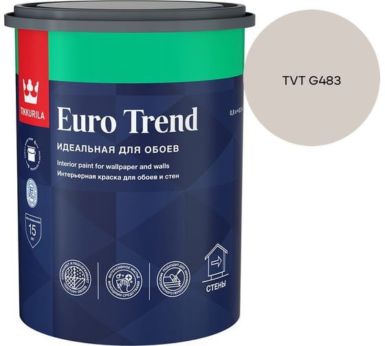 Краска для обоев и стен Tikkurila EURO TREND A мат 0,9л 700009616_TVT G483